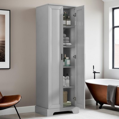 2-Door Storage Cabinet with Adjustable Shelves for Bathroom, Office, Living Room, Durable MDF Board Construction, Anti-Tipping Design - Leovsnove