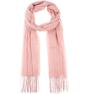INSPIRE CHIC Gender Neutral Plain Cashmere Imitation Winter Warm Solid Color Fringe Long Scarves 1Pc - 1 of 4