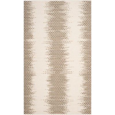 Handmade Brown and Ivory Wool Cotton Reversible Area Rug