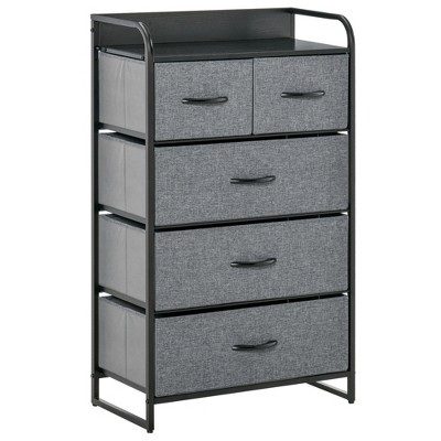 Homcom 7-drawer Dresser Storage Tower Cabinet Organizer Unit, Easy Pull  Fabric Bins With Metal Frame For Bedroom, Closets, Gray : Target