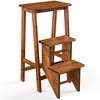 Costway 3 Tier Folding Step Stool 3-in-1 Rubber Wood Ladder Storage Shelf Coffee/Brown/Natural/White - 2 of 4