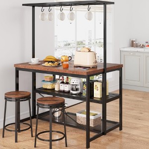 42" Kitchen Island Storage Bakers Rack Multi-Functional Microwave Oven Stand Shelf with 3 Tier Storage, Metal Coffee Bar Table for Dining Living Room - 1 of 4