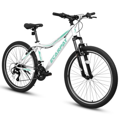 VisioGear 26 Inch Mountain Bike, 21-Speed, Front Suspension, Mountain Bike for Teenagers Girls Women, White, 69"*27"*39"