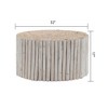 32" Natural Wood Handcrafted Round Coffee Table with Carved Top for Modern Living Room - 4 of 4