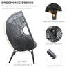 FURNIinspire Patio Accent Chairs Grid Style Wicker Weaving Patio Egg Chair With Rattan And Gray Cushion For Backyard, Garden, Gray, 34“*37"*54" - 4 of 4