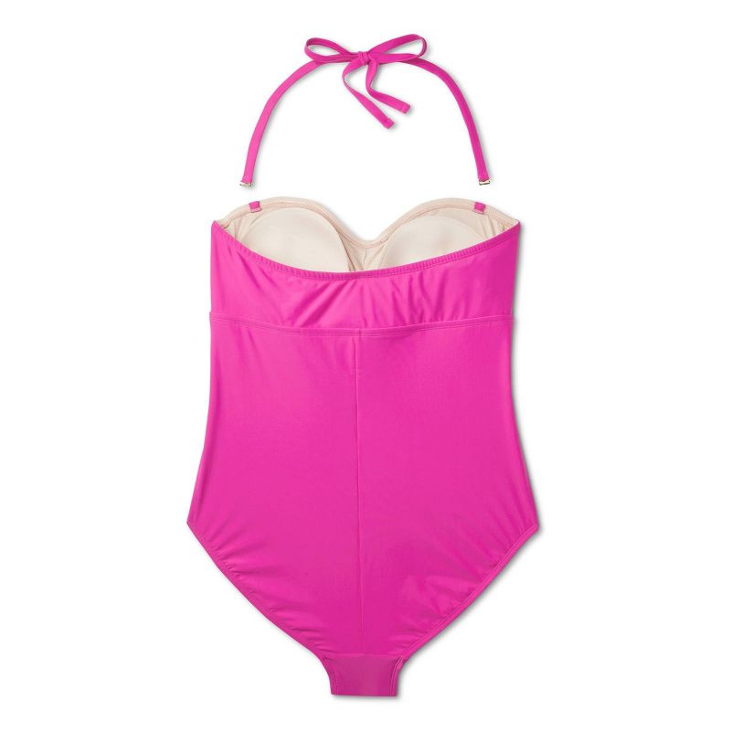 Women's Full Coverage Tummy Control Twist-Front One Piece Swimsuit - Kona Sol™ Pink, 5 of 6