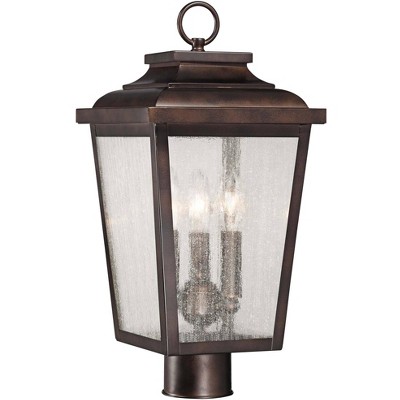 Minka Lavery Rustic Outdoor Post Light Fixture Chelsea Bronze 18" Clear Seedy Glass for Exterior Barn Deck House Porch Yard Patio