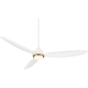Casa Vieja 60" Revere Mid Century Modern Indoor Outdoor Ceiling Fan 3 Blade Customize LED Remote Control Matte White Finish Bedroom Patio Damp Rated - 1 of 4