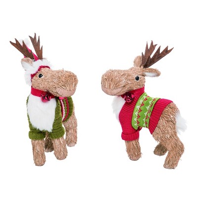 Transpac Foam 11 in. Brown Christmas Holiday Moose Set of 2