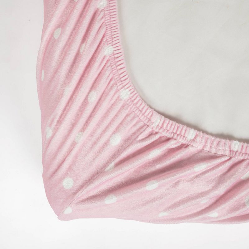 Lush D&#233;cor Elephant Stripe Plush Fitted Crib Sheet - Dots Pink, 6 of 7
