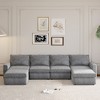 Whisen Modular Sectional Sofa, U-shaped Chenille Cloud Couch set with Ottomans, Free Combination - Gray - 3 of 4