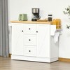 HOMCOM Farmhouse Mobile Kitchen Island Utility Cart on Wheels with Barn Door Style Cabinets, Drawers - 2 of 4
