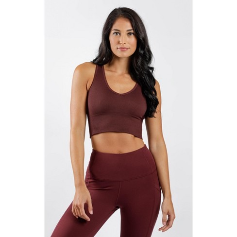 90 Degree By Reflex - Women's Seamless V-neck Crop Ribbed Tank Top : Target