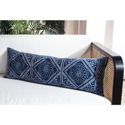 Navy and White Bohemian Rectangular Decorative Pillow