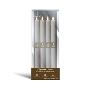 LumiPur 4pc 1"x9"  Signature Collection Flickering Flameless LED Wax Taper Candle Gray Fog - 1 of 4
