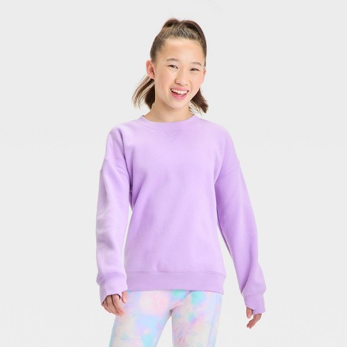 Girls Fleece Crew Sweatshirt All In Motion Purple M Target