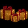 Northlight Set of 3 Gold and Red Gift Boxes with Bows Lighted Christmas Outdoor Decorations - 3 of 4