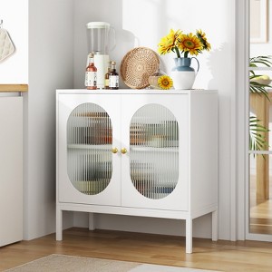 31.5 Inch Sideboard, Rattan Storage Cabinet with Adjustable Shelves, Kitchen Sideboard for Living Room Dining Room Entryway - 1 of 4