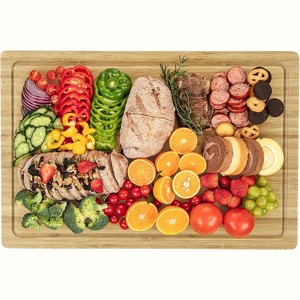 TackView Bamboo Cutting Board for Kitchen with Juice Groove and Handles, Chopping Board for Meat, Stove Top Cover, Wood Serving Tray - 1 of 4
