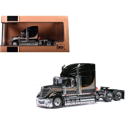 2010 International Lonestar Truck Tractor Black with Silver Stripes 1/64 Diecast Model by IXO Models