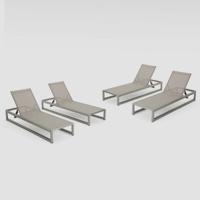 California 4Pk Aluminum Chaise Lounge - Silver/Gray - Christopher Knight Home