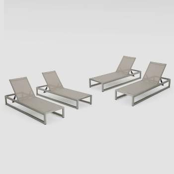 California 4Pk Aluminum Chaise Lounge - Silver/Gray - Christopher Knight Home
