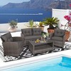 Tangkula 8PCS Rattan Patio Conversation Set Cushioned Outdoor Furniture Set - 4 of 4