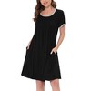 cheibear Women's U Neck Short Sleeve Lounge Dress Pajama Nightgown - 2 of 4