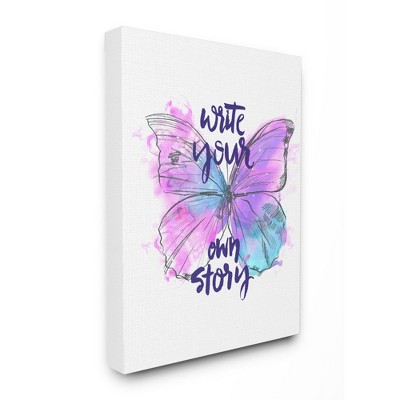 Stupell Industries Write Your Story Phrase Butterfly Wings Purple Design