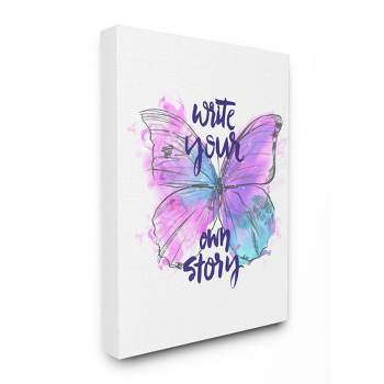 Stupell Industries Write Your Story Phrase Butterfly Wings Purple Design