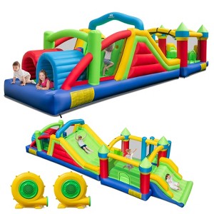Safstar Inflatable Obstacle Course Bounce House Dual Slides w/2 680 W Blower - 1 of 4