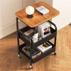 3-Tier Rolling Cart  Utility Cart w/Lockable Wheels, Multipurpose Storage Organizer Trolley for Kitchen, Office - 2 of 4