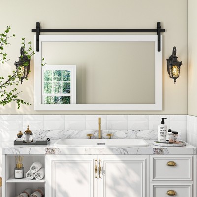 Farmhouse Rectangle Framed Wall Vanity Tempered Glass Mirror for Entrance, bathroom,livingroom