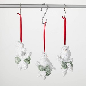 3.5"H & 4.25"H Sullivans Christmas Woodland Ornament Figurines Set of 3  White - 1 of 2