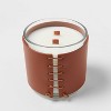 14oz Clear Glass with Stitched Leatherette Wrap Band Vanilla Woodwick Pumpkin Candle Clear - Threshold™ - image 3 of 4