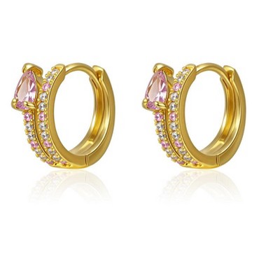 Molenia CZ Hoop Earrings, 14K Gold Plated 925 Sterling Silver Dainty Earrings for Women, Elegant Jewelry Gift for Her