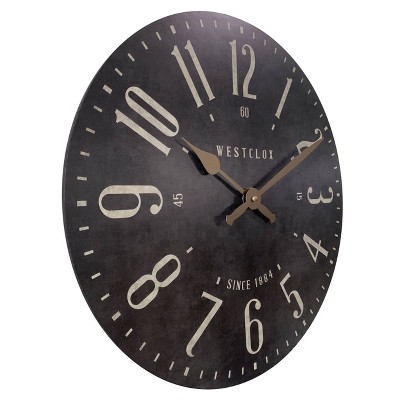 Westclox 15.5" Black Wood Vintage Analog Wall Clock
