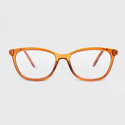 Women's Blue Light Filtering Butterfly Glasses - A New Day™ Peach Orange