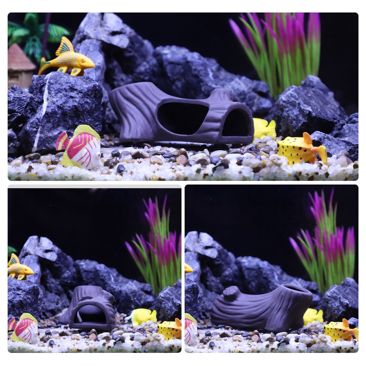 Unique Bargains Ceramic Aquarium Hideaway Rock Cave Fish Tank Decoration Brown 5.16"x3.05"x2.19" - thumbnail 4