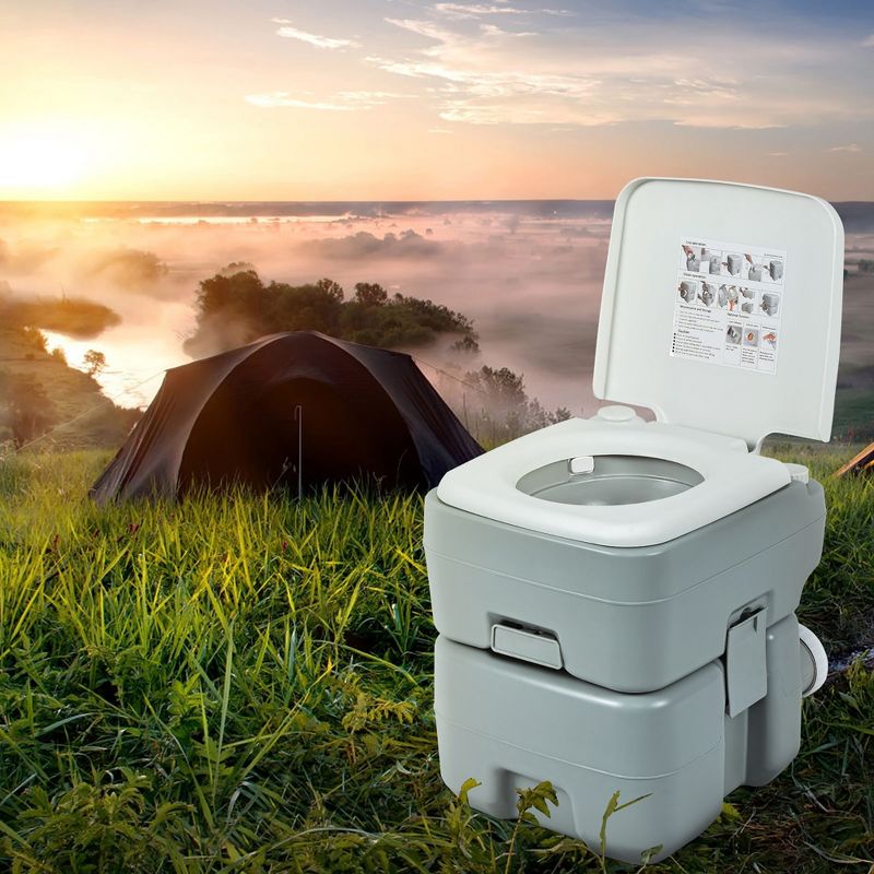 Costway 5.3 Gallon 20L Outdoor Portable Toilet w/ Level Indicator for RV Travel Camping, 3 of 11