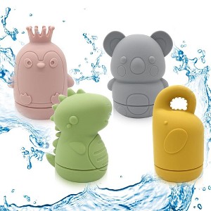Baby water shower toys set, bath water toys, parent-child interactive toys, 4 pieces (ocean color) safe soft rubber material - 1 of 4