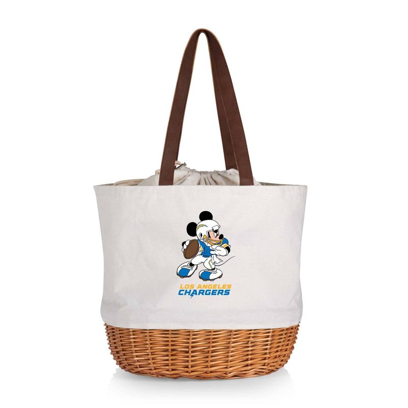 NFL Los Angeles Chargers Mickey Mouse Coronado Canvas and Willow Basket Tote - Beige Canvas, 1 of 6