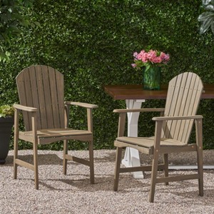 Mlmh & Kngwa 25"W Set of 2 Weatherproof Acacia Wood Outdoor Dining Chairs - 1 of 4