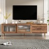 Modern TV Stand for 70 75 inch TV, Mid Century Modern TV Console, Entertainment Center with Storage for Living Room, Retro Brown - 2 of 4
