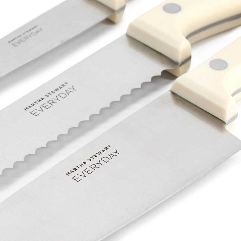 Martha Stewart Everyday Keswick 7 Piece Stainless Steel Cutlery and Wood Block Set in Linen, 5 of 7