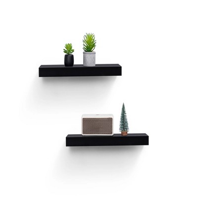 DSVIMOY Planter Stands and Holders Planter Stands Shelf with Invisible Brackets for Home Storage, Black, 18"*5"*3"