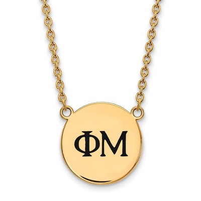 Black Bow Jewelry 14k Yellow Gold Plated Sterling Silver Phi Mu Greek Life Necklace 18 Inch