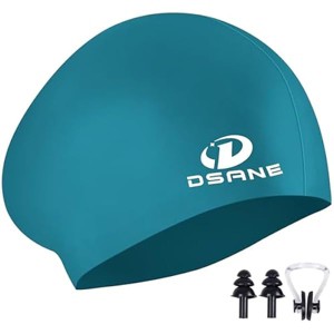 DSANE Womens Silicone Swim Cap for Long Hair,3D Ergonomic Design Silicone Swimming Caps for Women Men Adults Boys Girls with Ear Plug and Nose Clip - 1 of 1