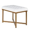 Rectangle Ottoman Velvet Tufted Cushion and Gold Metal X Base - HomePop - 3 of 4