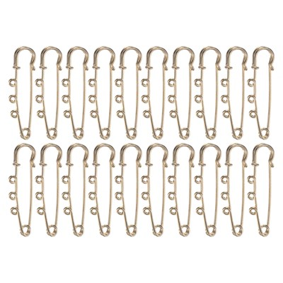 Unique Bargains Plated Metal Large Safety Pins with 3 Loops DIY Garment